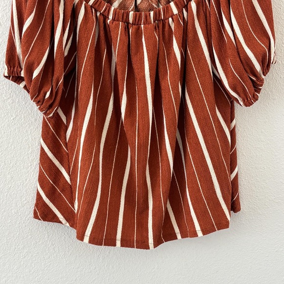 Anthropologie Elodie Off Shoulder Stripe Top Womens Size L Boho Peasant - Picture 5 of 12